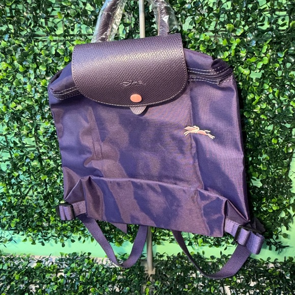 🐎NWOT Longchamp Le Pliage Club Backpack - Bilberry Purple - Picture 3 of 5